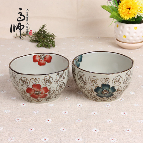 daily necessities chaozhou ceramic bowl tableware glaze blue rich wholesale 4.5-inch square bowl spot supply
