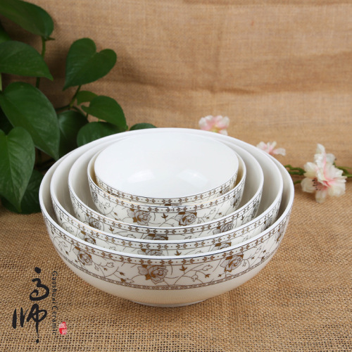 Factory Direct Ceramic Bowl Handmade Painting Rose Bone China Bowl Set Korean Bowl Hotel