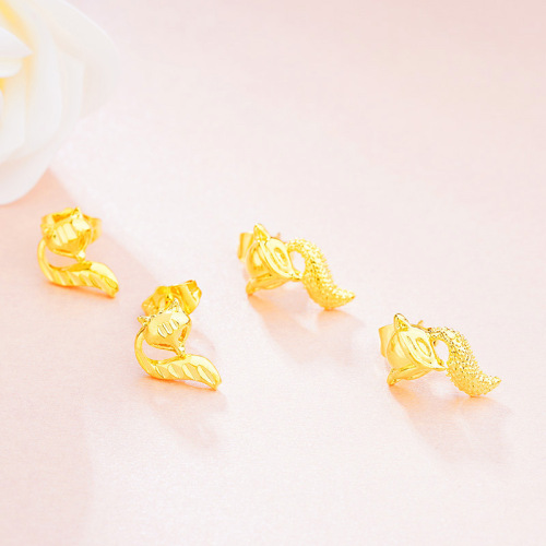ear love jewelry stud earrings female japanese and korean fox stud earrings gold-plated personality ornament imitation gold creative accessories
