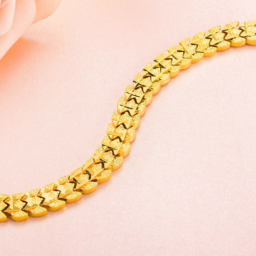 8mm vietnam gold car flower heart-shaped bracelet female european coin plated 24k real gold watch chain gift for mom and girlfriend