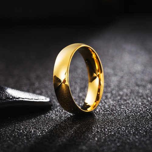 Wholesale Gold Double Curved Ring Men‘s and Women‘s Gold Plated Ring Couple Ring Glossy Aperture Ring