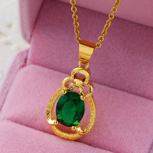 three colors optional vietnam sand gold color gem necklace multi-color zircon women‘s necklace brass gold-plated jewelry