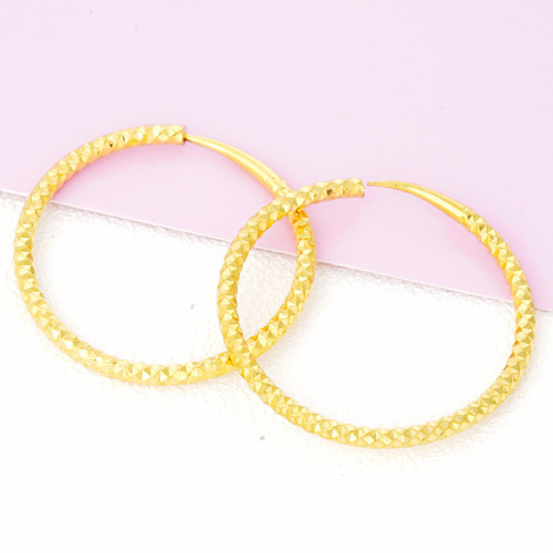 fashion hot 30mm pin starry big ear ring gold-plated earrings vietnam sand gold anti-allergy earrings wholesale
