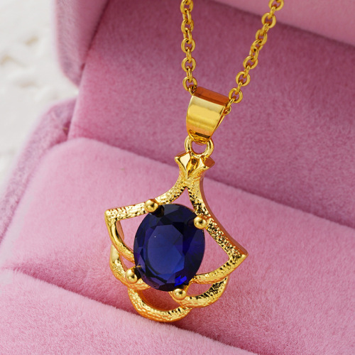 European and American Fashion Love Color Zircon Necklace Women‘s Gold-Plated Jewelry Cross-Border Vietnam Gold Women‘s Necklace