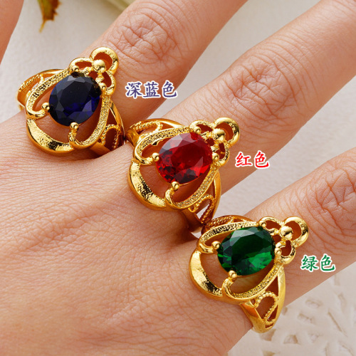 Factory Wholesale AliExpress Gemstone Ring crystal Brass Gold-Plated Ring Korean Style Small Jewelry Women‘s Ring