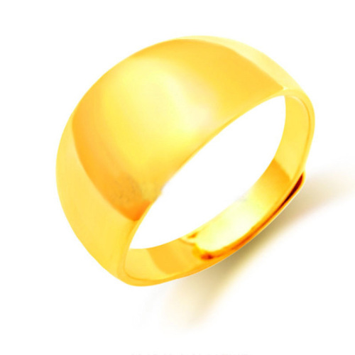 Extra Large Glossy Gold Plated Ring Vietnam Placer Gold Open Ring Simple Wide Ring Fire Gold Accessories Wholesale