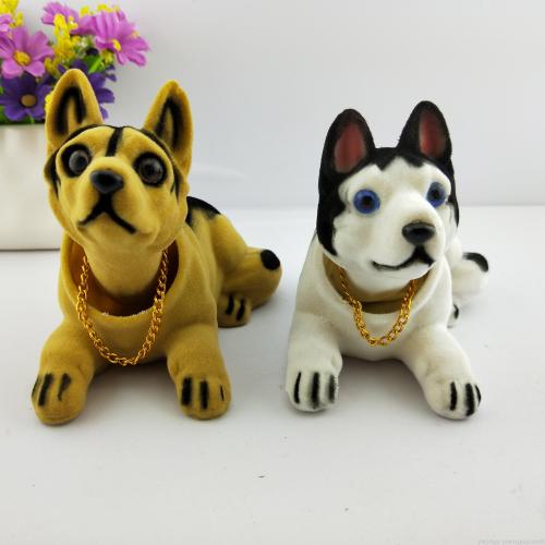 resin flocking moving head dog craft gift six famous dogs nodding car ornaments