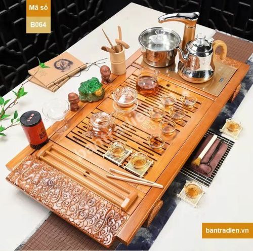 Science and Technology Wood Tea Tray Induction Cooker Boiling Water Leisure Kung Fu Solid Wood Tea Tray Carving Craft
