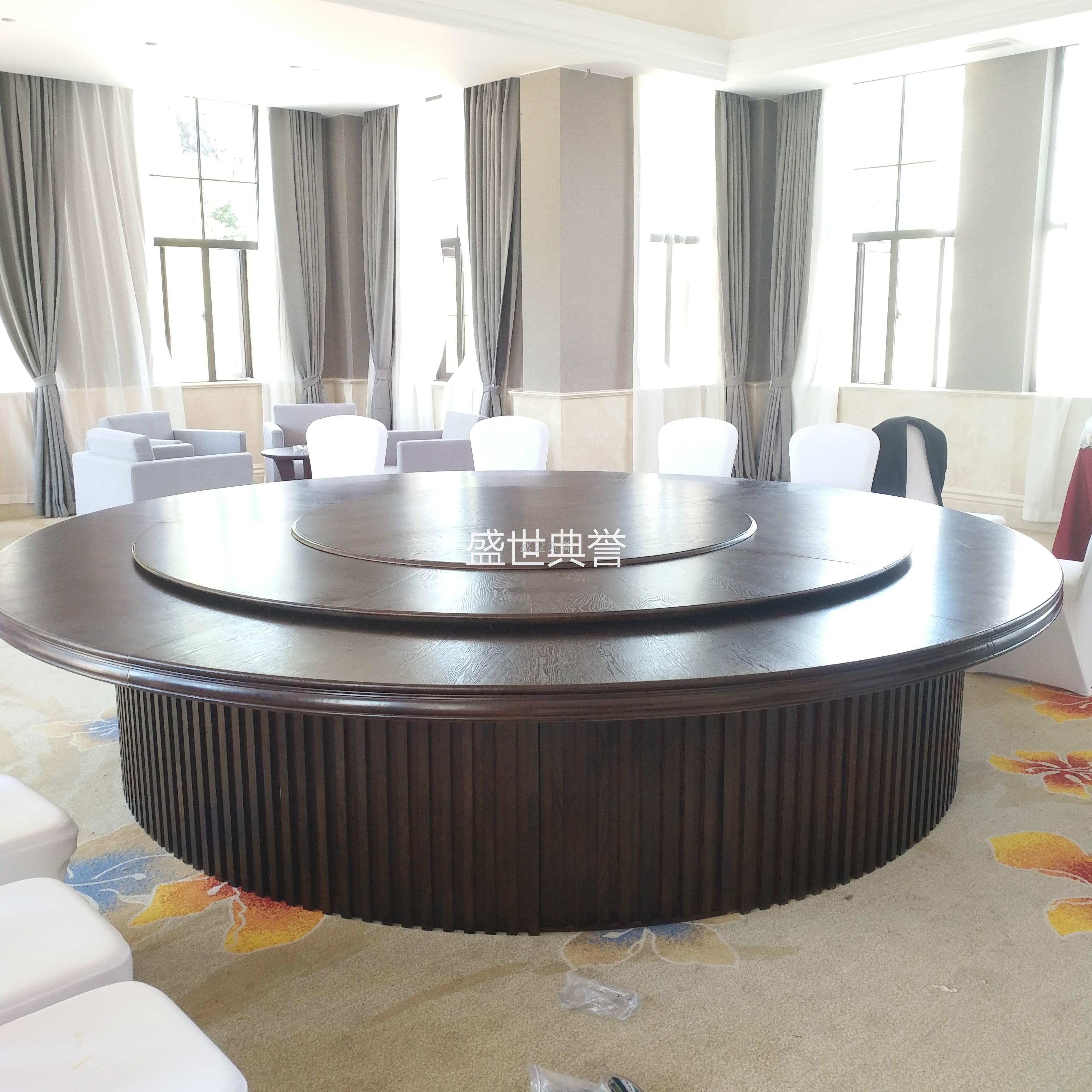 Supply Shanghai Upscale Club New Chinese Style Electric Dining Table Restaurant Grand Package Solid Wood Big Round Table