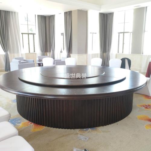 Wuhan Hotel Banquet Center Electric Dining Tables and Chairs Restaurant Luxury New Chinese Solid Wood Dining Table