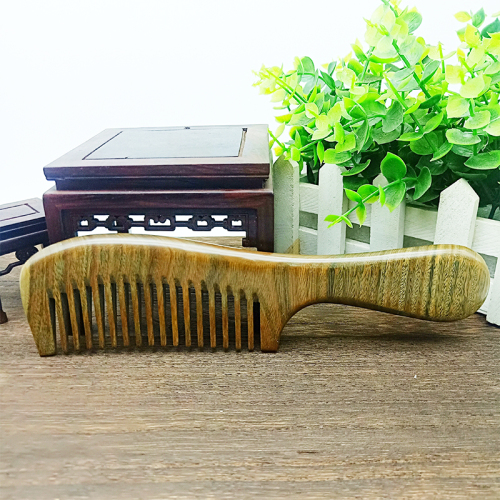 natural green sandalwood wooden comb long handle wooden comb long hair anti-static household large thickened massage