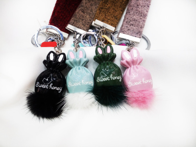 Cartoon bunny candy bag key chain resin craft ornaments hang ornaments fashion female bag pendant
