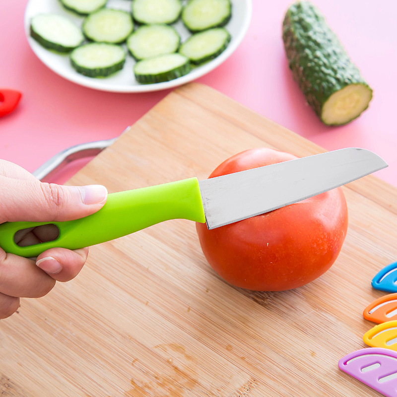 stainless steel fruit knife with color handle peel and cut