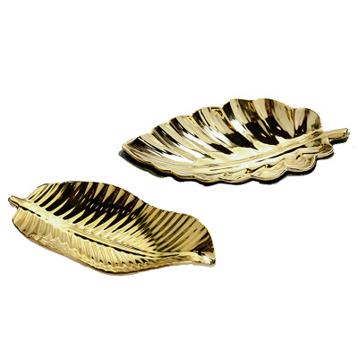 European ceramic leaf Jewelry trays studio dressing table pe...