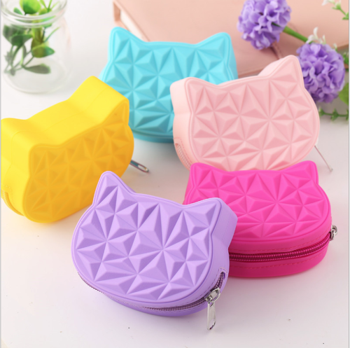 Cat Silicone Coin Purse KT Earphone Clutch Storage Bag Portable Key Case