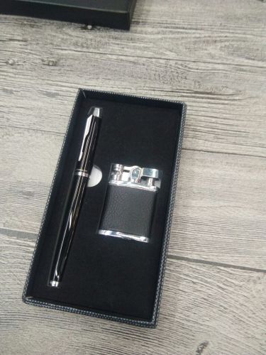 metal gas lighter + metal roller pen