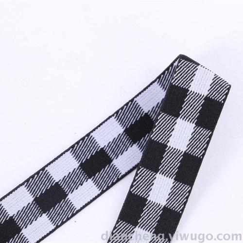 black and white plaid elastic band red black plaid woven elastic tape clothing accessories 2.5cm