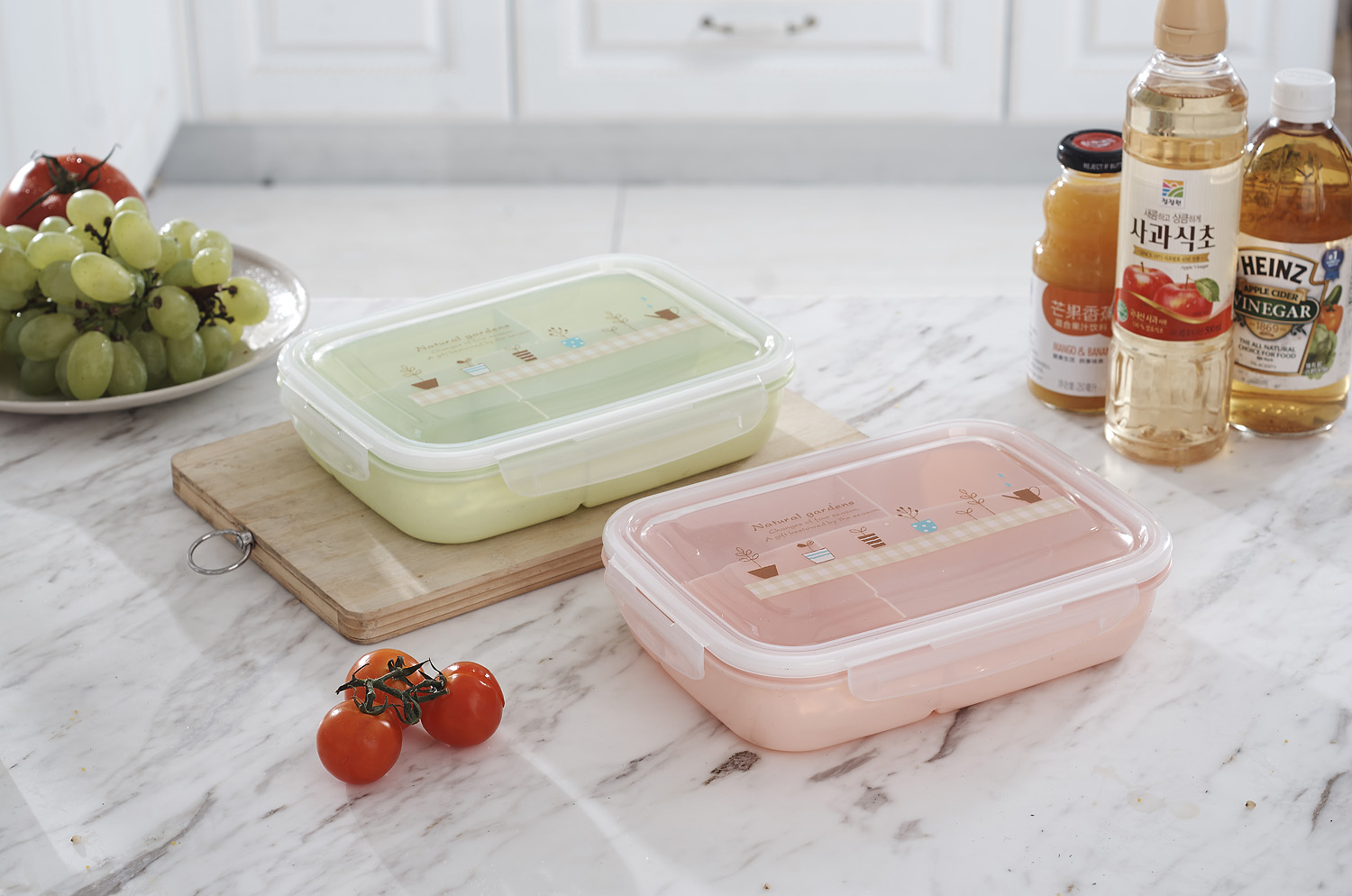 pp-l分格饭盒便当盒微波炉多格盒子仿摔餐具快餐盒分格彩色带盖