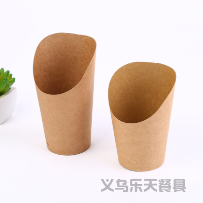 Disposable Cowhide Egg Puff Paper Cup Ice Cream Egg Waffle Egg Puff French Fries Cups Paper Cups Bevel Paper Cup
