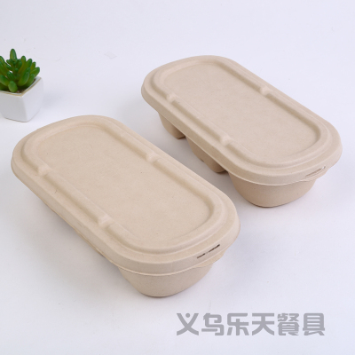 Disposable Lunch Box Degradable Lunch Box Fitness Fast Food Take-out Bento Salad Packing Box Pulp High-Grade Environmental Protection