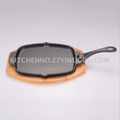 Pan with handle portable barbecue steak pan pan Dan shape non-stick pan pan Korean teppanyaki