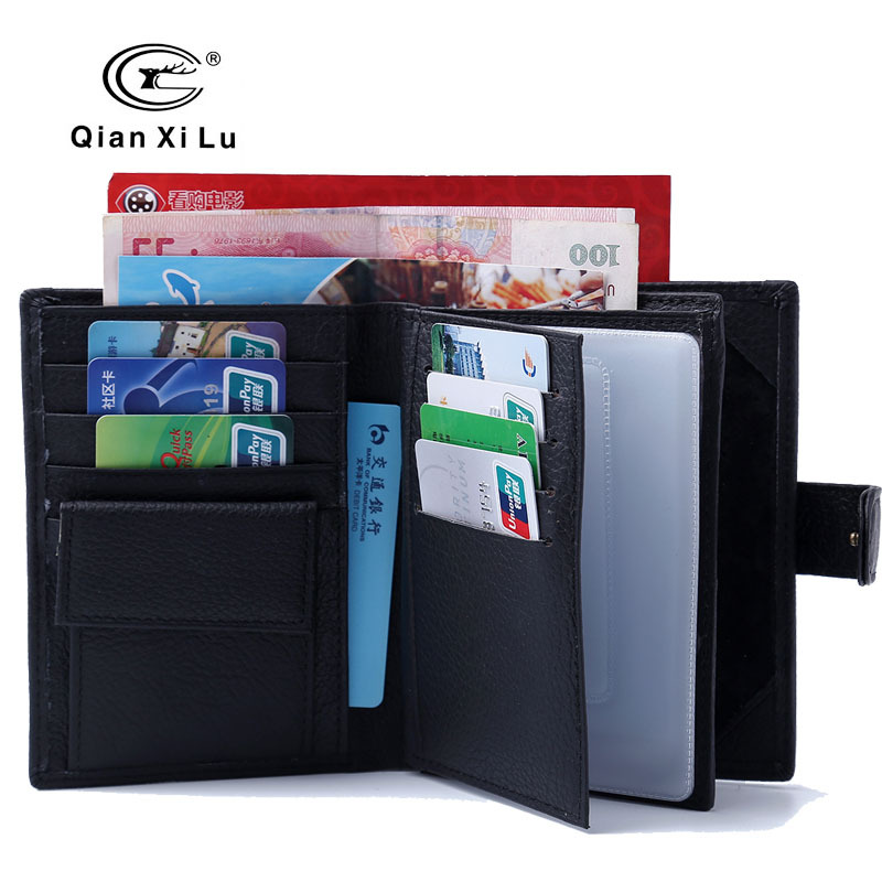 Men's leather wallet first layer cowhide high-capacity travel passport wallet foreign trade