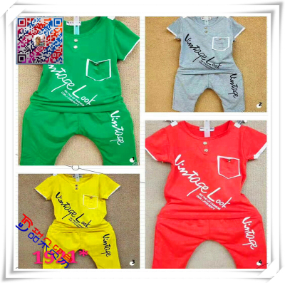 2019 direct supply of the Korean version of the new children's wear summer printing two-piece set of boys and girls