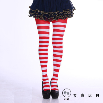 Cross - border special for Halloween and Christmas striped pantyhose party costumes props pantyhose manufacturers direct sales