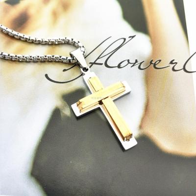 Boutique stainless steel cross pendant necklace