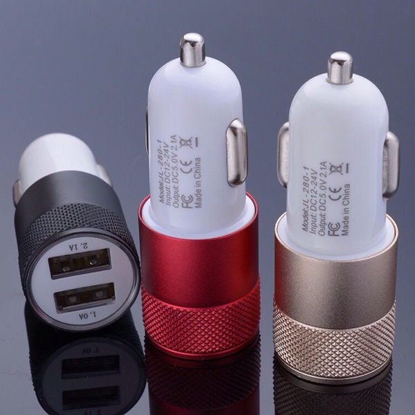 Hot selling small steel gun metal car charger dual usb aluminum car charger car charger factory dire