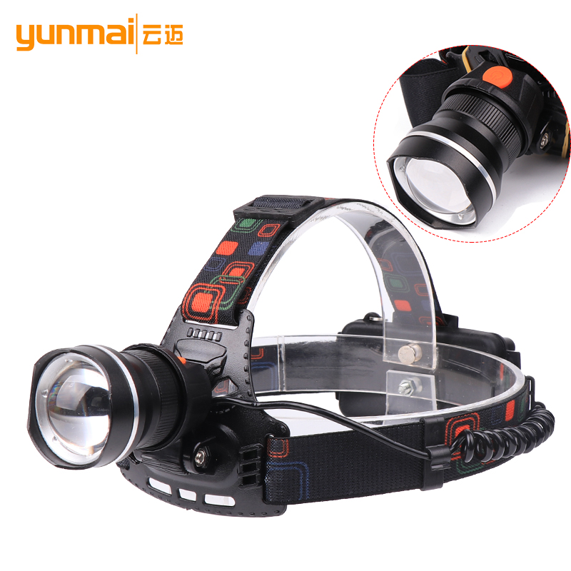 Cross-border new aluminum alloy headlights XML T6 mechanical zoom 3 gear strong light outdoor fishin