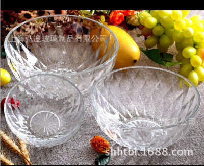 Kitchen products creative glass bowl gift manufacturer direct selling salad bowl fruit rice cold dish glass diamond bowl