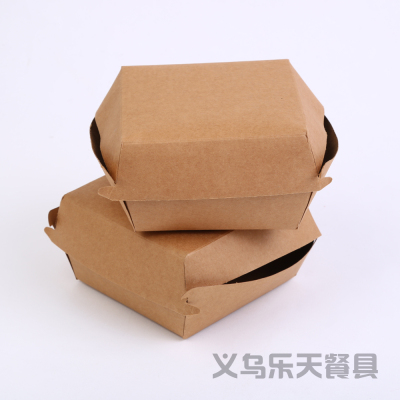 Kraft Paper Hamburger Box Hamburger to-Go Box Baking Carton Food Packing Box Fried Chicken and Chips Box