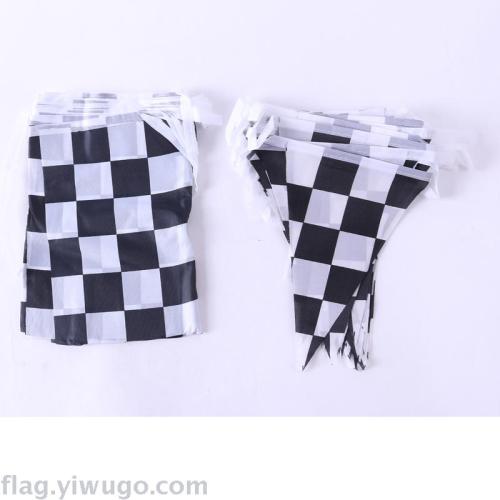 black and white grid triangle string flags， rectangular string flags are available in stock， oem