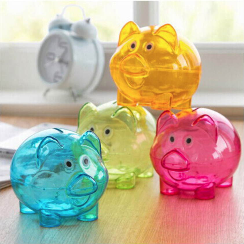 Supply Small plastic coin bucket piggy bank year of the pig multicolor