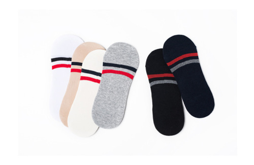Spring and Summer Japanese Horizontal Strip Men‘s Special Silicone Low Top Invisible Socks Breathable Cotton trendy Invisible Socks 