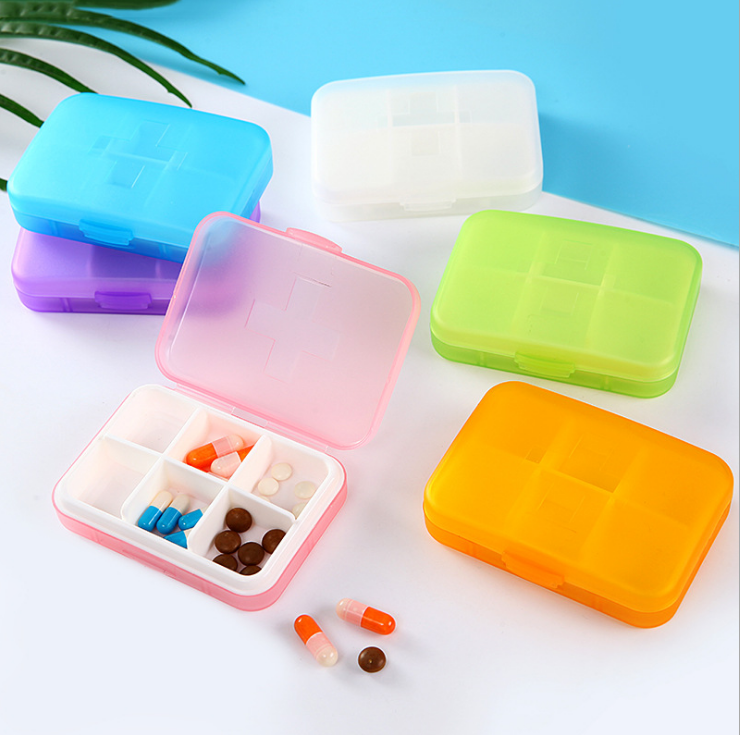创意便携式6格微笑药盒 彩色pp塑料分格医药盒药片收纳盒定制logo