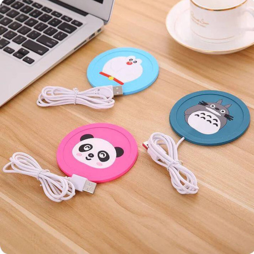 PVC soft Rubber Heating Coaster Cartoon Insulation Coaster Non-Slip Mat USB Heating Soft Rubber Coaster 