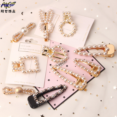 Ins pearl hairpin adult clip BB edge clip word clip bangs web celebrity hairpin headdress wholesale for women