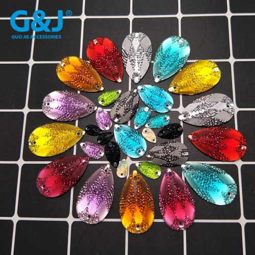 Imitation Platform Resin Flat Diamond Hand Sewing Dripping Pear-Shaped Double Hole Mold Hole Clothing Accessories Ornament Accessories