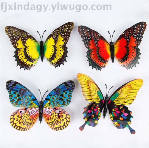 Double Layer 15 + 11cm Simulation Stereo Butterfly Colorized Butterfly Magnetic Refridgerator Magnets Home Floral Decorative Butterfly