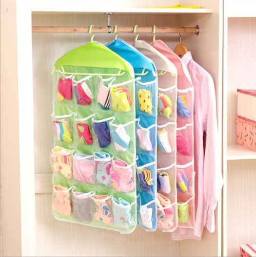 16 grid clothing socks underwear storage hanging bag wardrobe small storage bag classification organizing bag