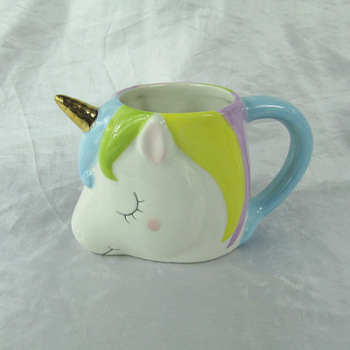 彩绘陶瓷动物钱罐 独角兽存钱罐 陶瓷储钱罐 出口独角兽储蓄罐