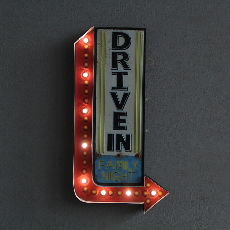 Retro style wall decoration LED lights sign interior bar creative three-dimensional signs iron decor