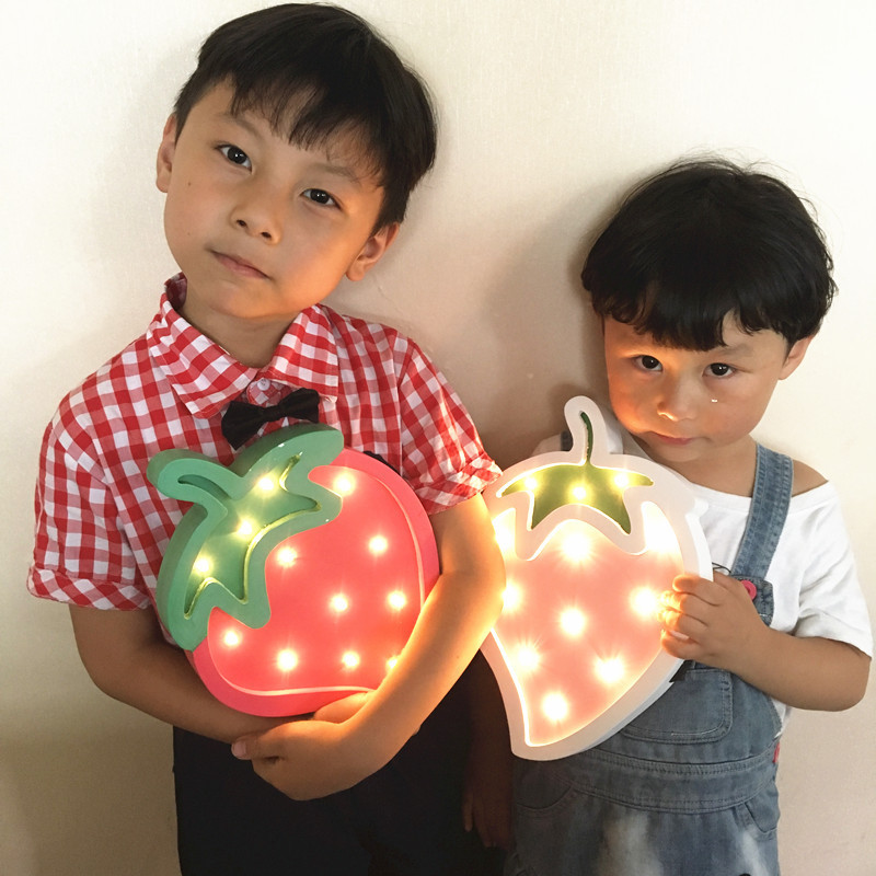 草莓西瓜冰淇淋星星爱心月亮灯儿童房Led装饰夜灯摆件