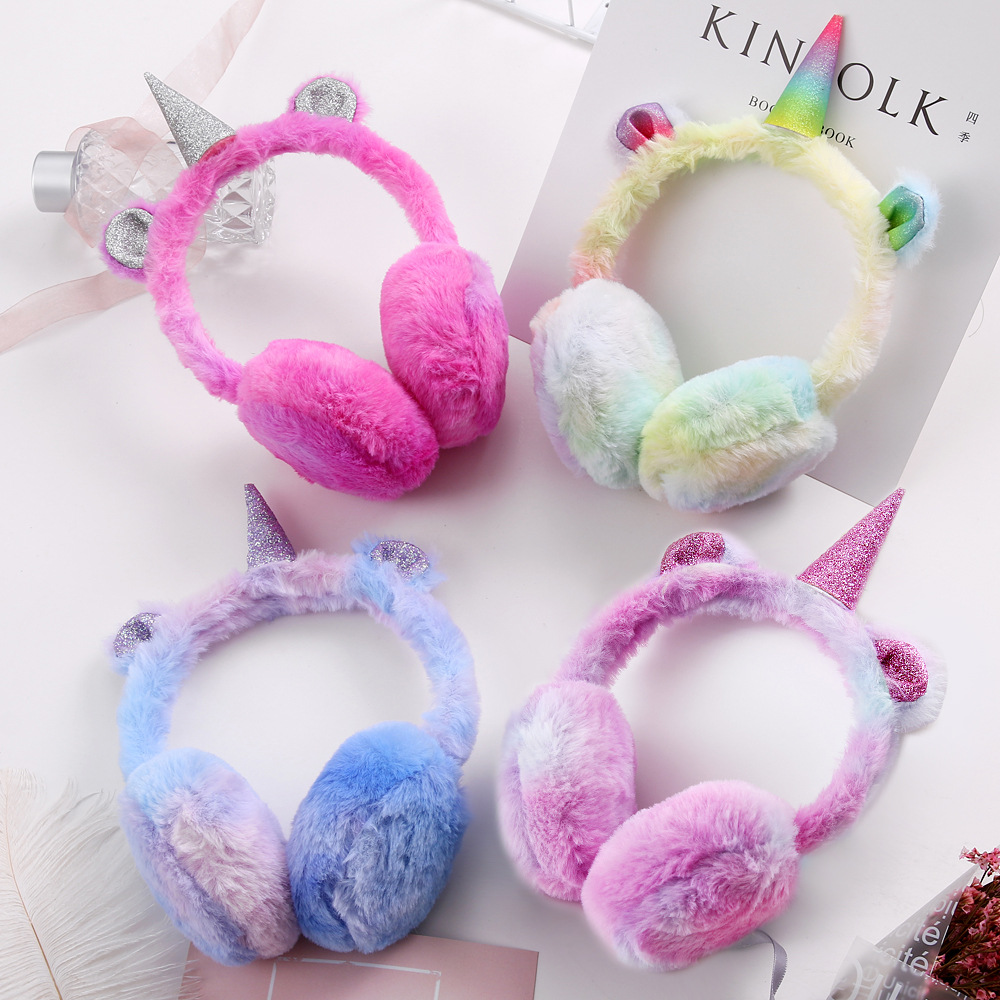 Supply Winter cute unicorn ear muffs 1-5 year old baby ear muffs ...