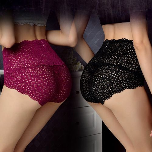 women‘s plus size sexy lace seamless high waist triangle panties