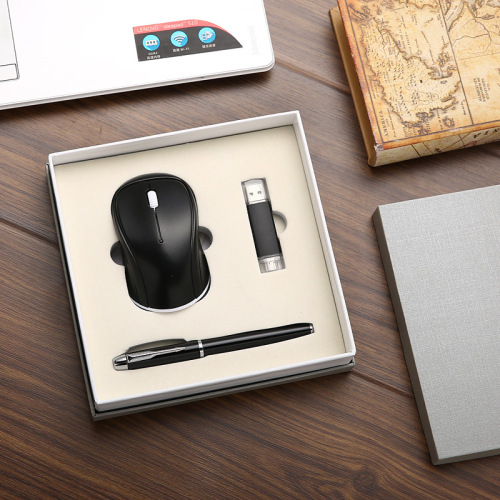 Office Business Trip Portable 3-Piece Mini Mouse + Customizable USB Flash Disk + Replaceable Signature Pen Manufacturers Can Customize