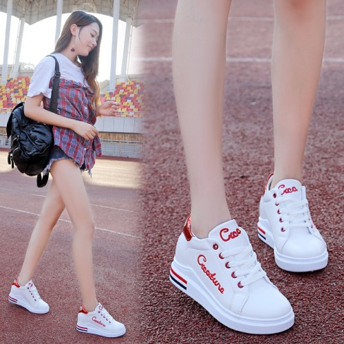 White Shoes Women‘s Korean-Style Student Versatile Flat Platform Super Popular Isn Sports Board Shoes Lace-up Internet Hot Dad Shoes