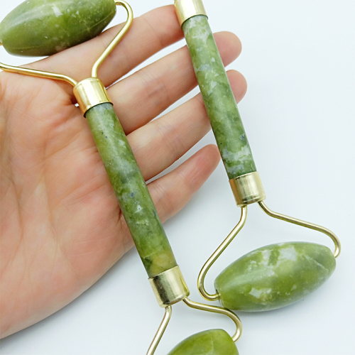 Natural Xiuyu Jade Double-Headed Beauty Container Massage Stick Roller Facial Facial Jade Push Scraping Wholesale Foreign Trade 